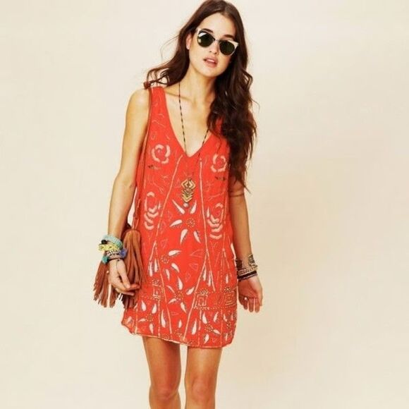 Free People Dresses & Skirts - Free People Secret Garden Embellished Large Sequin Dress Size Small EXCELLENT!